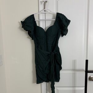Selfie Leslie Dark Green Mini Dress